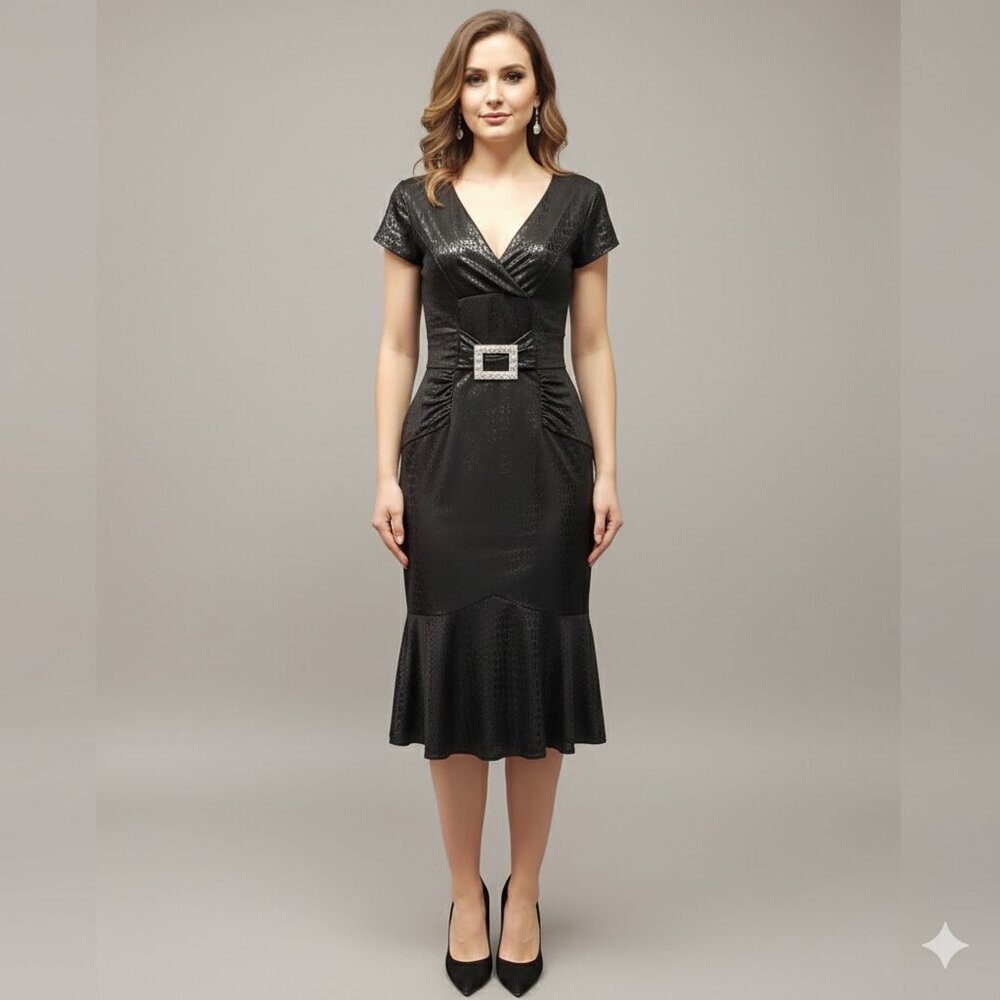 Joseph Ribkoff Black Snakeskin Dress